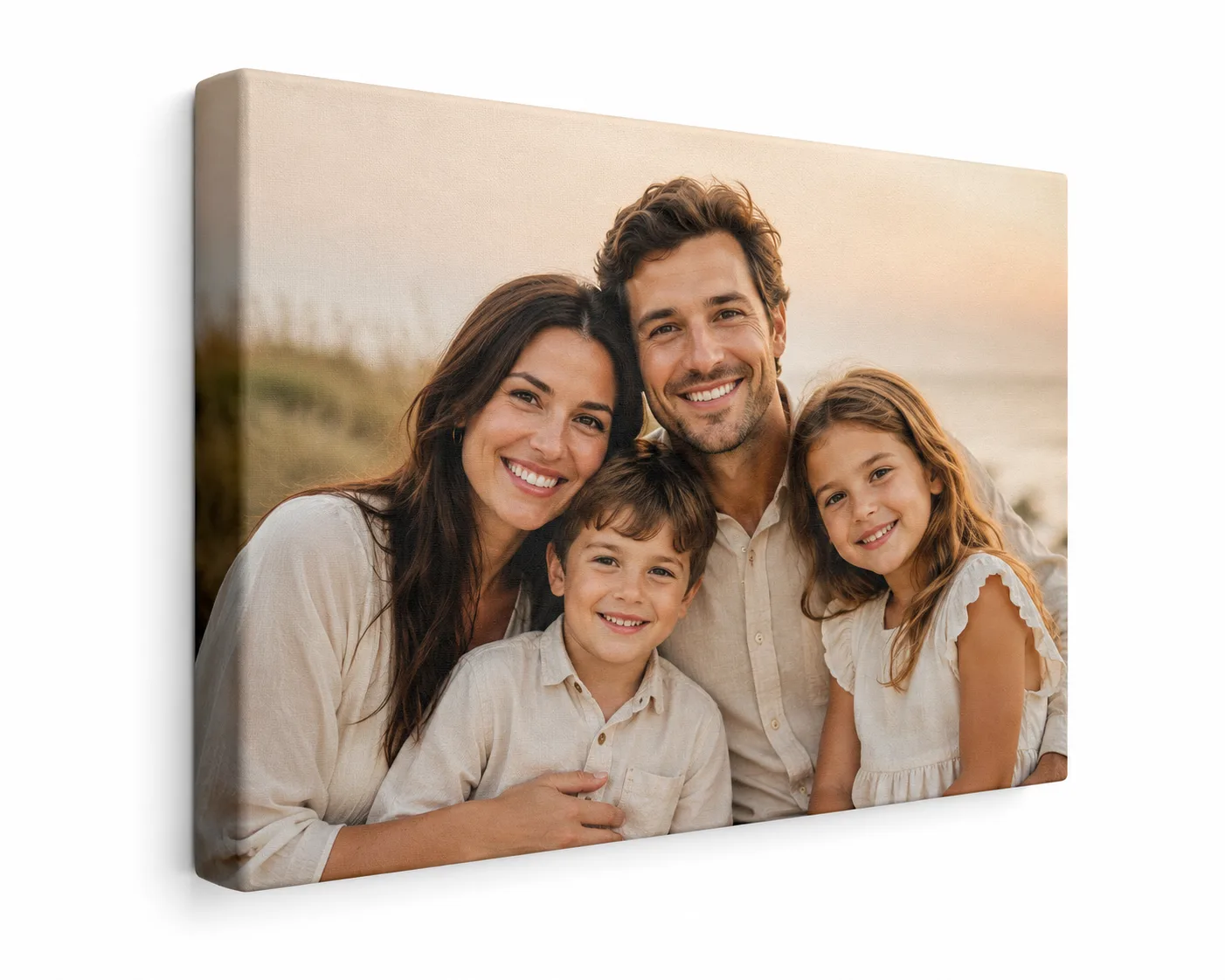 Family portrait on a gallery-wrap canvas